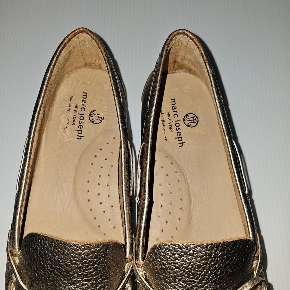 Marc Joseph Elmwood Ave Loafer Womens 11 Metallic Gold Leather Driving Moccasin - Picture 10 of 15